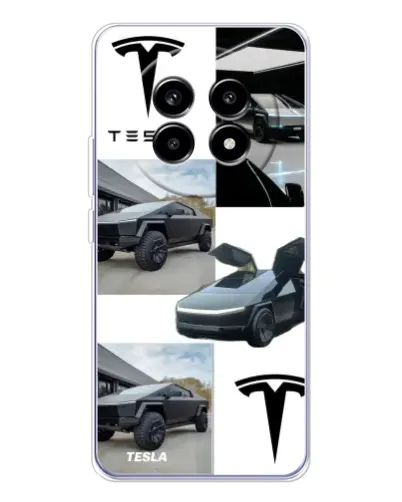 Чехол для Realme 13 Pro с картинкой «Коллаж Cybertruck Tesla»