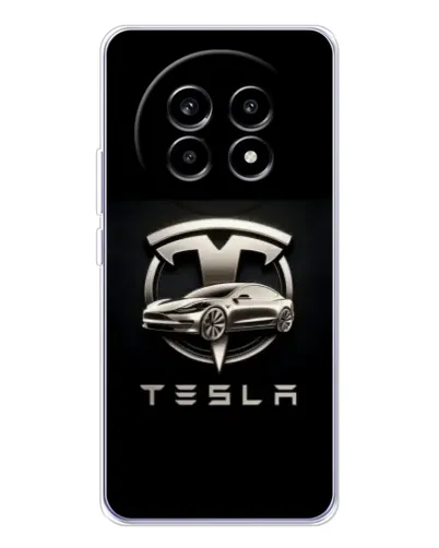 Чехол для Realme 13 Pro с картинкой «Tesla — серебристое авто»