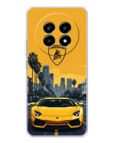 Чехол для Realme 13 Pro с картинкой «Желтый Lamborghini город»