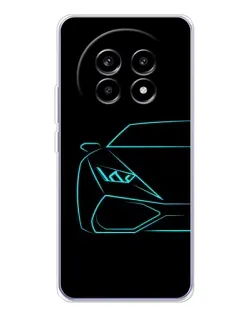 Чехол для Realme 13 Pro с картинкой «Голубой силуэт Lamborghini»