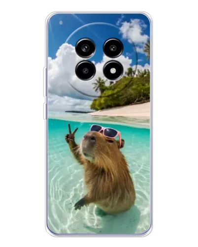 Чехол для Realme 13 Pro с картинкой «Капибара на море»