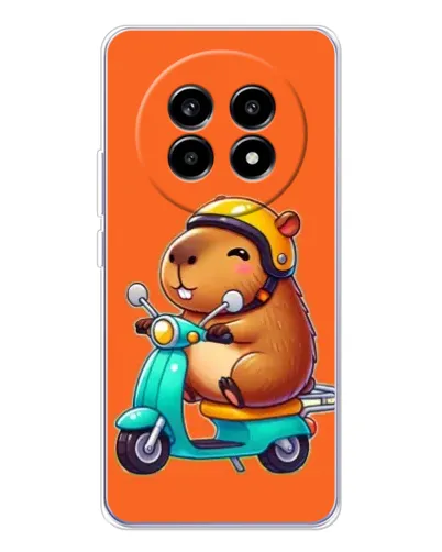 Чехол для Realme 13 Pro с картинкой «Капибара на скутере»