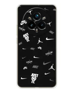 Чехол для Realme 14 Pro 5G с картинкой «Nike Black Pattern» Чехол для Realme 14 Pro 5G с картинкой «Nike Black Pattern»
