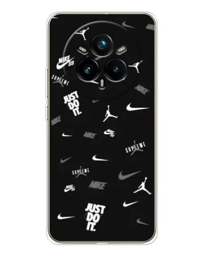 Чехол для Realme 14 Pro 5G с картинкой «Nike Black Pattern» Чехол для Realme 14 Pro 5G с картинкой «Nike Black Pattern»