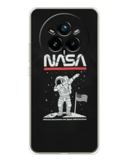 Чехол для Realme 14 Pro 5G с картинкой «NASA — шагаем по Луне»