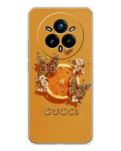 Чехол для Realme 14 Pro 5G с картинкой «Gucci — золотые бабочки» Чехол для Realme 14 Pro 5G с картинкой «Gucci — золотые бабочки»