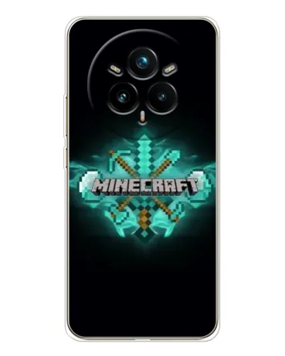 Чехол для Realme 14 Pro 5G с картинкой «Minecraft Diamond лого»
