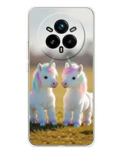 Чехол для Realme 14 Pro 5G с картинкой «Пара единорогов»