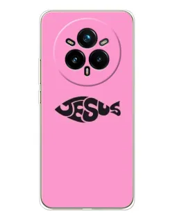 Чехол для Realme 14 Pro 5G с картинкой «Розовый символ  Jesus»