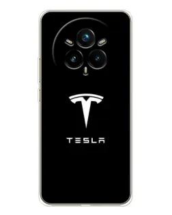 Чехол для Realme 14 Pro 5G с картинкой «Tesla White Logo»