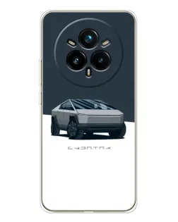 Чехол для Realme 14 Pro 5G с картинкой «Серебристый Cybertruck Tesla»