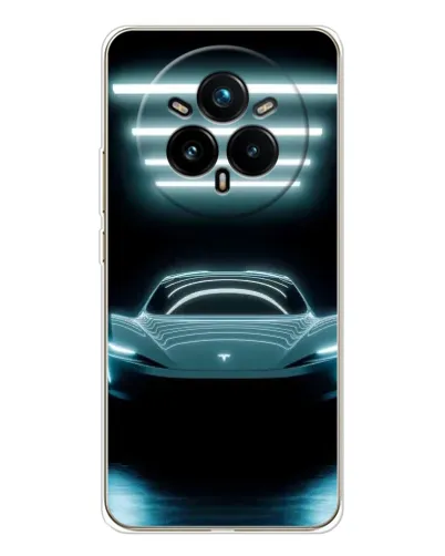 Чехол для Realme 14 Pro 5G с картинкой «Tesla в неоне» Чехол для Realme 14 Pro 5G с картинкой «Tesla в неоне»