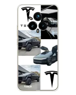 Чехол для Realme 14 Pro 5G с картинкой «Коллаж Cybertruck Tesla»