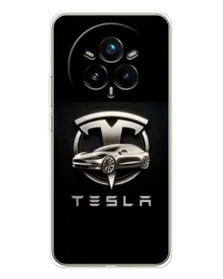 Чехол для Realme 14 Pro 5G с картинкой «Tesla — серебристое авто»