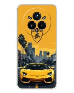 Чехол для Realme 14 Pro 5G с картинкой «Желтый Lamborghini город» Чехол для Realme 14 Pro 5G с картинкой «Желтый Lamborghini город»