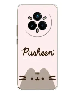 Чехол для Realme 14 Pro 5G с картинкой «Pusheen логотип» Чехол для Realme 14 Pro 5G с картинкой «Pusheen логотип»