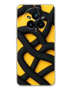 Чехол для Realme 14 Pro 5G с картинкой «Черное желтое переплетение» Чехол для Realme 14 Pro 5G с картинкой «Черное желтое переплетение»