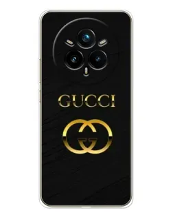 Чехол для Realme 14 Pro Plus с картинкой «Золотой логотип Gucci»