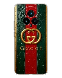 Чехол для Realme 14 Pro Plus с картинкой «Gucci — фирменная полоса и золото»