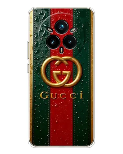 Чехол для Realme 14 Pro Plus с картинкой «Gucci — фирменная полоса и золото» Чехол для Realme 14 Pro Plus с картинкой «Gucci — фирменная полоса и золото»