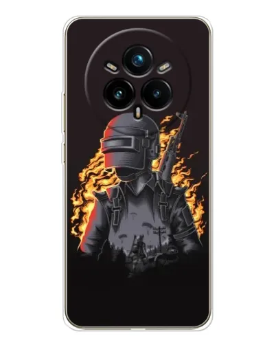 Чехол для Realme 14 Pro Plus с картинкой «PUBG — огненный силуэт» Чехол для Realme 14 Pro Plus с картинкой «PUBG — огненный силуэт»