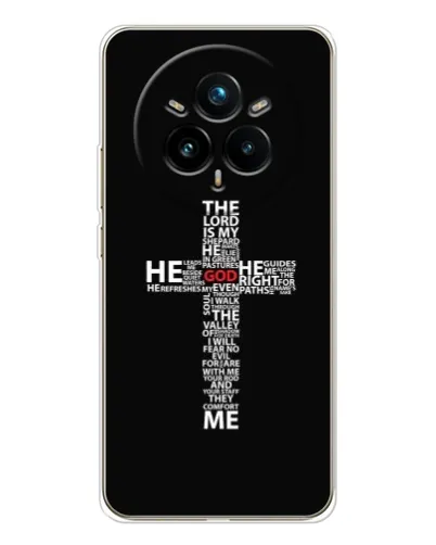 Чехол для Realme 14 Pro Plus с картинкой «Текстовый крест» Чехол для Realme 14 Pro Plus с картинкой «Текстовый крест»