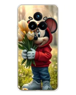 Чехол для Realme 14 Pro Plus с картинкой «Микки с тюльпанами» Чехол для Realme 14 Pro Plus с картинкой «Микки с тюльпанами»