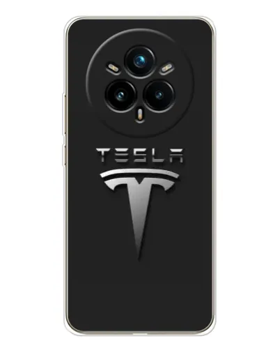 Чехол для Realme 14 Pro Plus с картинкой «Стальной логотип Tesla»