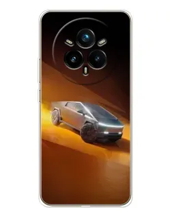 Чехол для Realme 14 Pro Plus с картинкой «Cybertruck в пустыне»