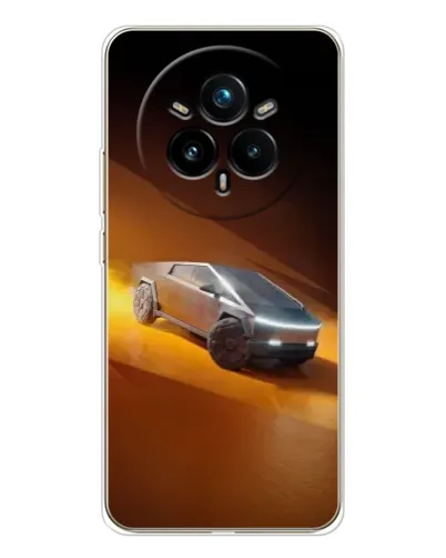 Чехол для Realme 14 Pro Plus с картинкой «Cybertruck в пустыне»