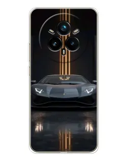 Чехол для Realme 14 Pro Plus с картинкой «Lamborghini золотые линии»