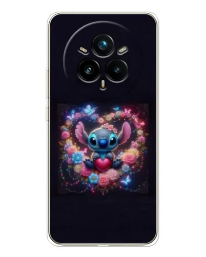 Чехол для Realme 14 Pro Plus с картинкой «Stitch в цветах» Чехол для Realme 14 Pro Plus с картинкой «Stitch в цветах»