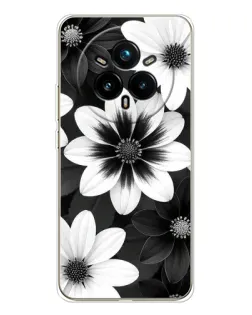 Чехол для Realme 14 Pro Plus с картинкой «Монохромные астры»