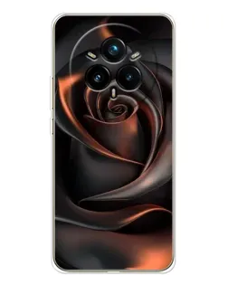 Чехол для Realme 14 Pro Plus с картинкой «Шелковая черная роза»