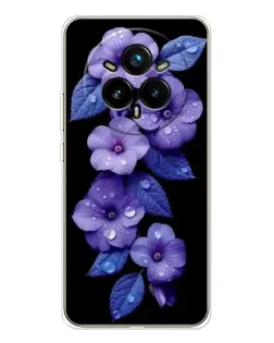 Чехол для Realme 14 Pro Plus с картинкой «Фиолетовые цветы с росою»