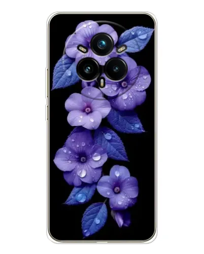 Чехол для Realme 14 Pro Plus с картинкой «Фиолетовые цветы с росою»
