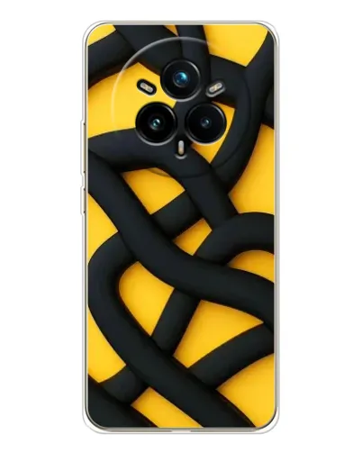 Чехол для Realme 14 Pro Plus с картинкой «Черное желтое переплетение» Чехол для Realme 14 Pro Plus с картинкой «Черное желтое переплетение»