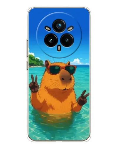 Чехол для Realme 14 Pro Plus с картинкой «Морская капибара»