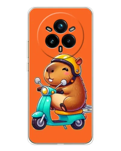 Чехол для Realme 14 Pro Plus с картинкой «Капибара на скутере»