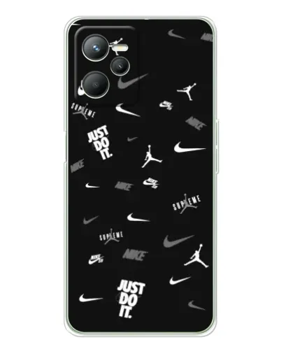 Чехол для Realme 14 с картинкой «Nike Black Pattern» Чехол для Realme 14 с картинкой «Nike Black Pattern»