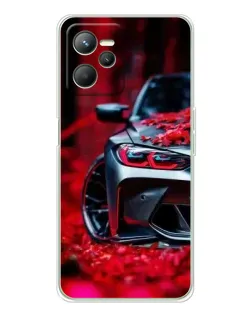 Чохол для Realme 14 з картинкою «Спортивна BMW та квіти»