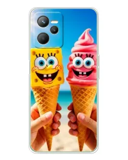 Чохол для Realme 14 з картинкою «Спанч Боб морозиво»
