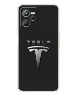 Чохол для Realme 14 з картинкою «Сталевий логотип Tesla»
