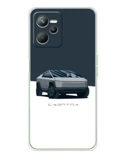 Чохол для Realme 14 з картинкою «Сріблястий Cybertruck Tesla»
