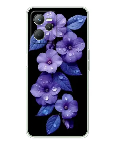 Чохол для Realme 14 з картинкою «Фіолетові квіти з росою»