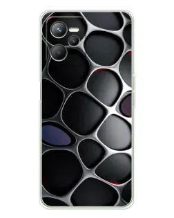 Чохол для Realme 14 з картинкою «Об'ємна темна решітка»