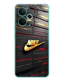Чехол для Realme 14T с картинкой «Золотой Nike на металле»
