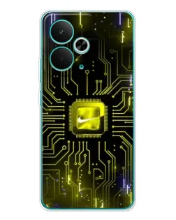 Чехол для Realme 14T с картинкой «Nike — золотая искра»