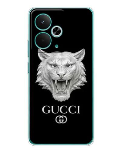 Чехол для Realme 14T с картинкой «Gucci — серебряный лев» Чехол для Realme 14T с картинкой «Gucci — серебряный лев»