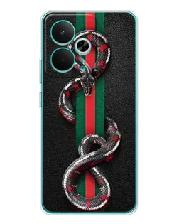 Чехол для Realme 14T с картинкой «Gucci — змея на полосе» Чехол для Realme 14T с картинкой «Gucci — змея на полосе»